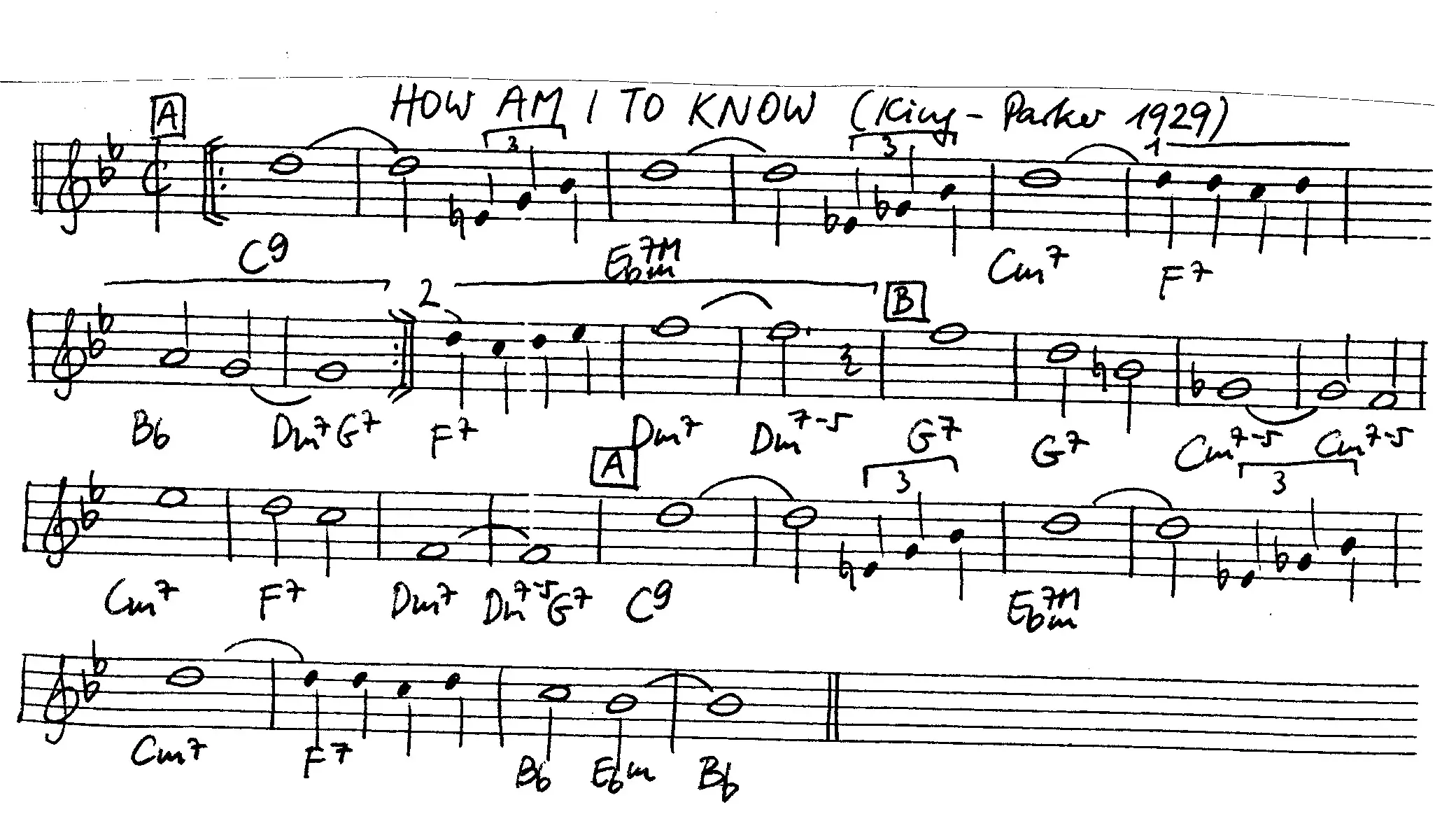 how am i to know free jazz leadsheet - Courtesy of the Jungle Jazz Band